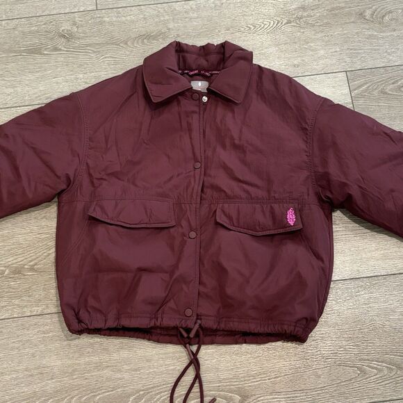 Free People Movement FP Off the Bleachers Coaches Wine Purple Jacket XS - Picture 3 of 15